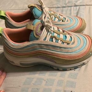 Nike Air Max 97 Sun Club, size 5.5Y or 7 in women’s.